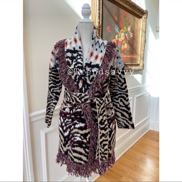 ANTHROPOLOGIE FRINGED WRAPPED CARDIGAN SWEATER JACKET COAT TOP BLACK SIZE XS NWT - Picture 15 of 16